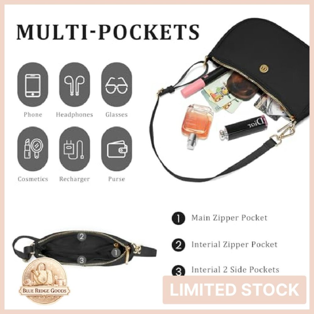 Trendy Crescent Shoulder Bag Nylon Adjustable Strap Chic Minimal Y2K - Picture 5 of 8